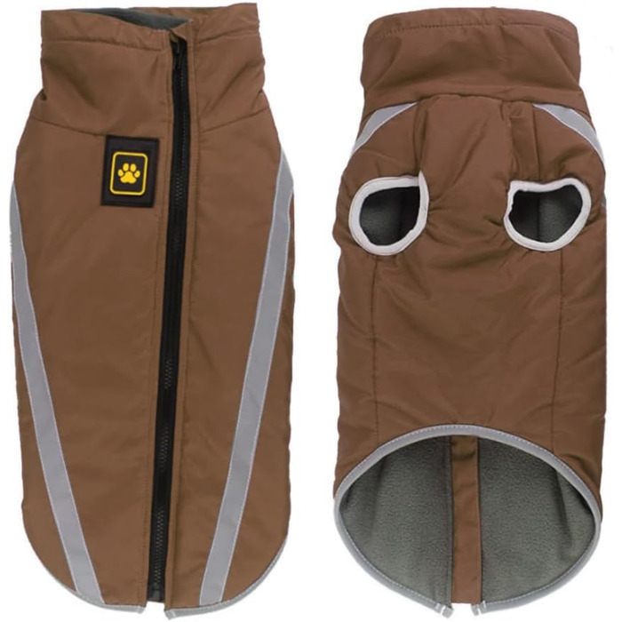 Зимовий теплий одяг для собак FeimaX: водонепроникний теплий зимовий одяг для собак з флісовою підкладкою, відбиваючими елементами, для цуценят, маленьких, середніх та великих собак, оливковий (коричневий), XXL