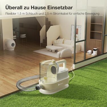 Набір для грумінгу тварин 7-в-1: шерсть, пилосос, фен. Потужність 11000Pa, об'єм контейнера 2.5л, 3 режими сили всмоктування та температури. Підходить для собак та котів. Колір: жовтий.