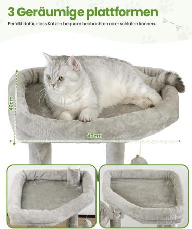Комплекс для котів Kratzbaum XL 170 см: Дряпка-стовп, будиночок, платформа, гамак - Сірий котячий будинок
