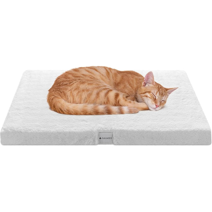 Navaris Тепла ковдра для котів та собак - 60x45x4 см, флатухата, з блискавкою та знімним чохлом - Біла