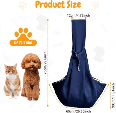 Сумка-переноска для собак Lyneun 6 кг, дихаюча, регульована, для прогулянок та подорожей (Морська блакить)