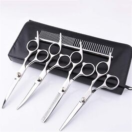 Набір професійних ножиць для грумінгу собак та котів 4 шт. з нержавіючої сталі, рожевий (срібляний)