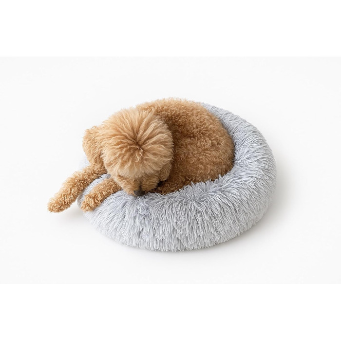 М'яке ліжко для собак та котів Donut, кругле, світло-сіре, Ø 40 см, з плюшу, миється, не слизьке