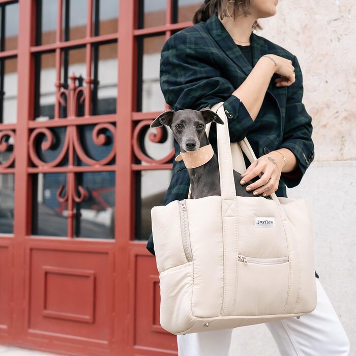 Сумка-переноска для собак та котів Joyflow | 6 кг | м'яка переноска з безпечним кліпом | для подорожей літаком та автомобілем | дизайн Європа | бежева