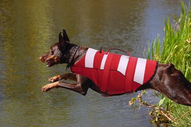 Жилет рятувальний для собак, маленький, ASENKU. Червоний, для такс, чихуахуа, французького бульдога, лабрадора. Регульований, з ручкою для безпеки.