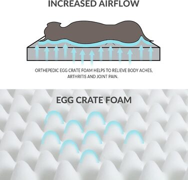 Ортопедичне собаче ліжко Patas Lague XL для великих собак, 106.7 x 71.1 см, водонепроникне, м'яке, тепле, зручне, з Eierkisten-піною, знімний, пральний чохол та антиковзаюча підкладка, сірого кольору