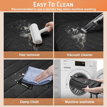 Накидка для собак у машину Gimars, 157x137 см, водовідштовхувальна, стійка до подряпин, універсальна, з передньою панеллю та оглядовим вікном, чорний & оранжевий, килимок у багажник