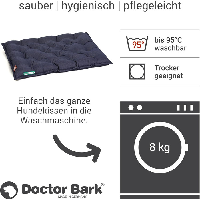 Ортопедична лежанка для собак Doctor Bark Urban (XXL, 100x80 см, Королівський блакитний) - міцна, для дому та вулиці, виготовлена в Німеччині, пральна до 95°C