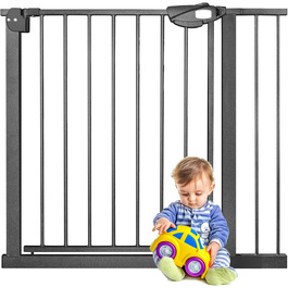 Захист для сходів та дверей: сітка-загородка без свердління, 105-115 см. Ідеально для собак та дітей. Двозамкове закриття, автоматичне закриття, відкривання однією рукою, фіксація 90°, білий колір.