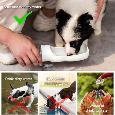 Складана пляшка для води для собак - портативна пляшка для домашніх тварин для собак та котів, для прогулянок, походів, подорожей (білий, 350 мл)