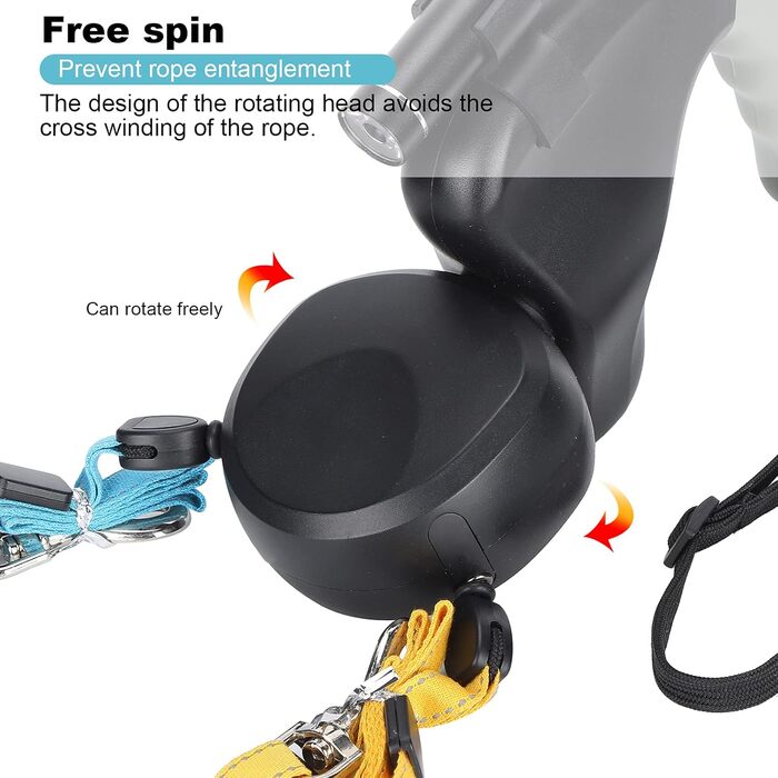 Подвійна собача шлейка, висувна шлейка з LED-підсвічуванням для двох собак, з фіксатором, регульована шлейка для домашніх тварин з двома головами, 9,8 футів, поворот на 360° без перекручування (Чорний)