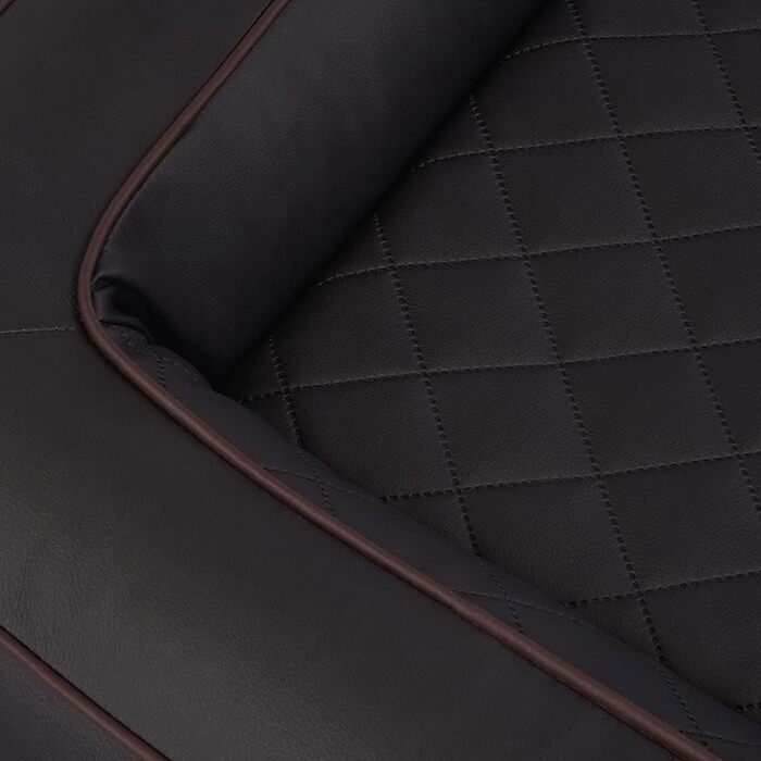 Ортопедичне ліжко для собак Knuffelwuff Hampstead M-L 85x65 см, штучна шкіра, чорне, лазерна стібка