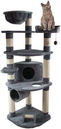 Дряпка для котів Dehner Edda 180x60x60 см, сірий, сизаль/плюш