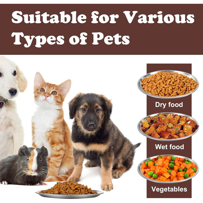 Миска для котів YUXIANLB, нержавіюча сталь, широка, 2 шт.