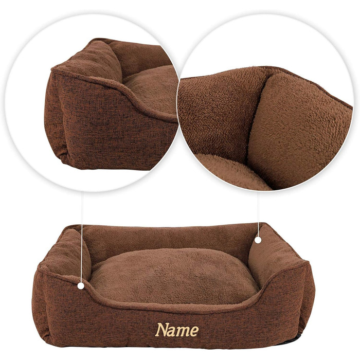 М'яке ліжко для собак та котів Lionto знімний чохол, 110x80 см, коричневе, з антиковзким дном