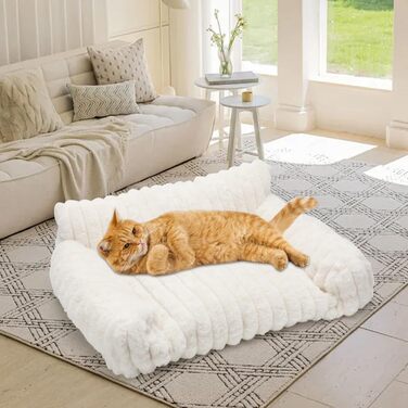 Миска-ліжко для собак і котів LOMUG 60x45x20 см, бежева. Зручне, миється, з ортопедичним ефектом, з високим бортиком. Підходить для маленьких собак та котів.