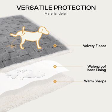 Водонепроникний плед для собак Luciphia, великий розмір, Sherpa Fleece, двосторонній, захист ліжка/дивану, для котів та собак, бежевий (Cookie Grey), X-Large (85x57 дюймів)