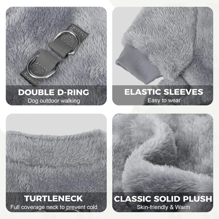 Піжама для собак, теплий зимовий светр з вельвету, для цуценят та маленьких/середніх тварин (собаки, коти), колір зелений (Large, сірий)
