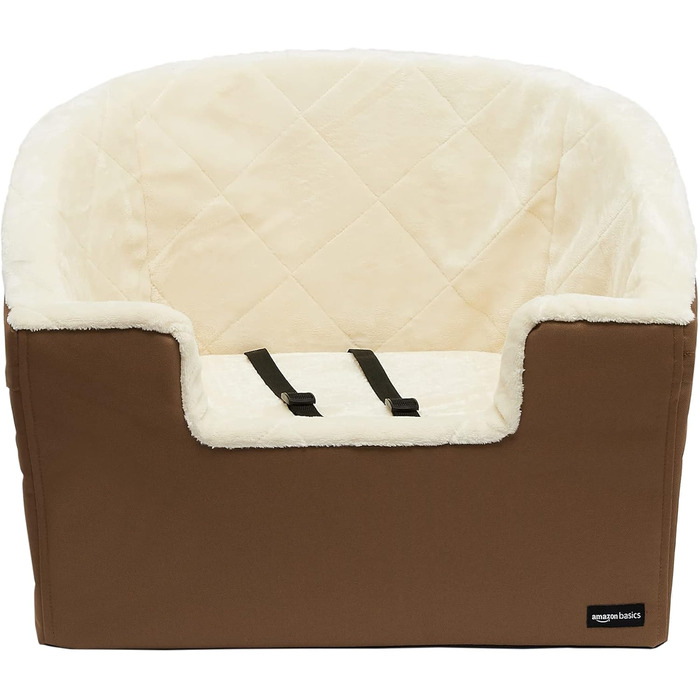 Підвищений автокрісло для тварин Amazon Basics, велике, 45,7 x 55,8 x 40,6 см (світло-коричневе)