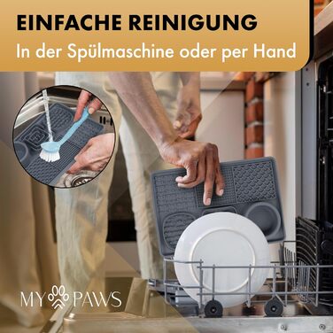 Schleckmatte для котів та собак MyPaws® Premium - інтелектуальна іграшка, Activity Board, сірий/чорний