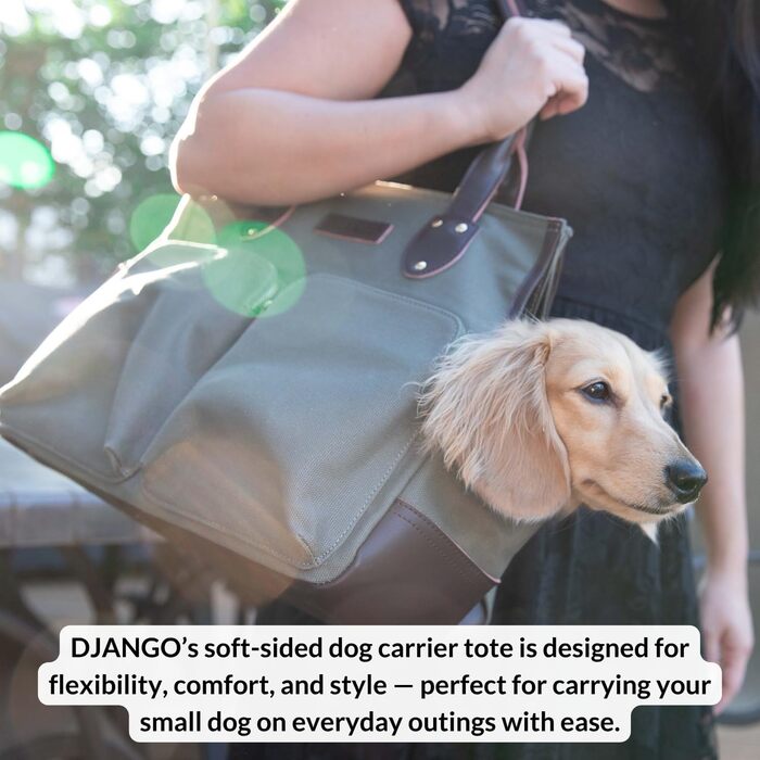 Сумка-переноска для собак DJANGO - велика, waxed canvas та шкіра, з кріпленням-поводком та кишенями на блискавці (marineblau)