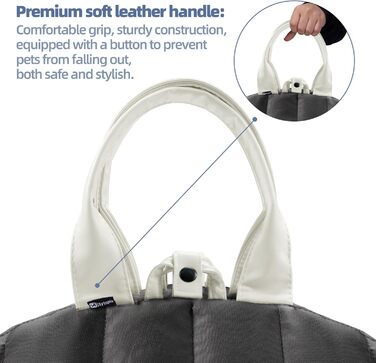 Сумка-переноска для собак Sytopia, кремово-бежева (темно-сіра), з кишенями та регульованим ремінцем безпеки