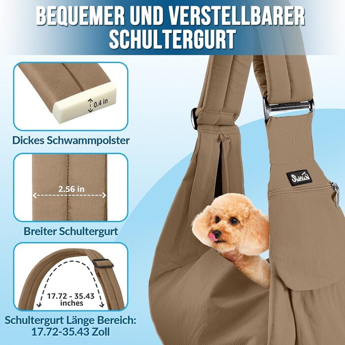 Сумка-переноска для собак SlowTon, водонепроникна, з регульованим плечовим ременем та передньою кишенею, L (для тварин 4,5-7,2 кг)