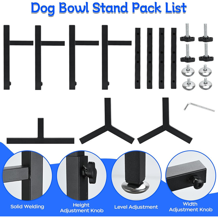 Підставка для корму для собак, регульована по висоті, металева, Quadrangle