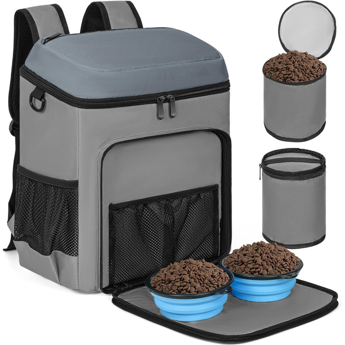 ANILD Рюкзак для собак, сумка для подорожей з TSA, 2 миски, органайзер для собак, для походів, кемпінгу