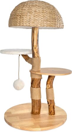 Драбинка для котів Bontoy Stella з дерева, 109 см: міцна, з великим лежанкою та іграшкою, 2 сходинки