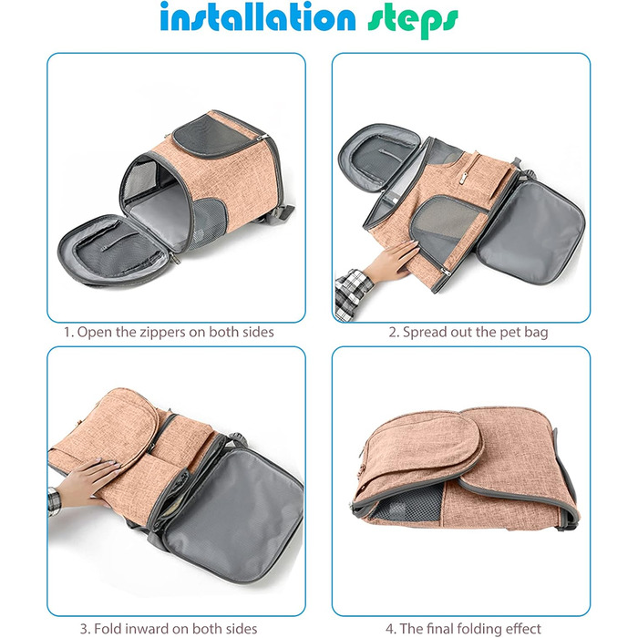 Рюкзак для собак PETCUTE з дихаючою вставкою та м'яким матрацом, складний, з безпечною шлейкою, для подорожей, велосипеду, авіаперельотів, колір імбирно-жовтий