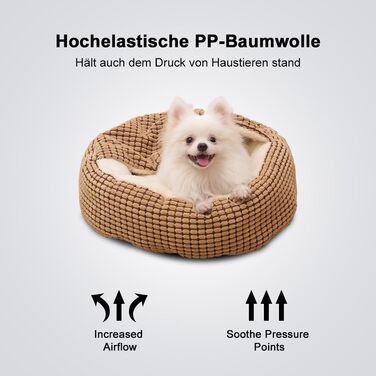 Кругла лежанка для собак та котів з капюшоном, 50х50х22 см, сіра