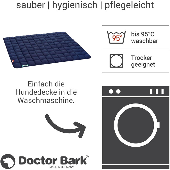 М'яка якісна лежанка для собак Doctor Bark, розмір M (80x70 см), K&ouml;nigsblau (Королівський блакитний), витривала, для дому та вулиці, пральна до 95°C
