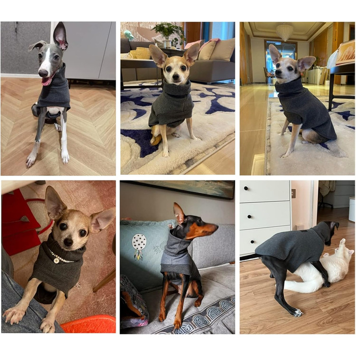 Флісовий теплий нашийник для собак з ніжками, пуловер для Італійських віндхундів, Whippet, Lurcher, Німецької доги, Pharaoh Hound, Bedlington Terrier (Колір: Сірий, Розмір: M) Medium Сірий