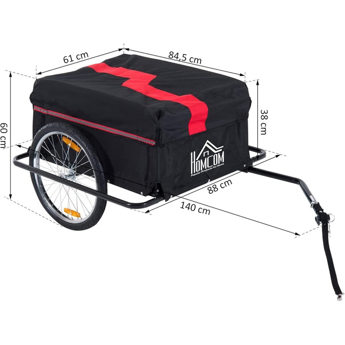 Причіп для велосипеда HOMCOM - вантажний причіп для дітей, чорний