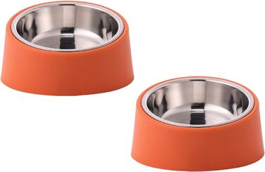 Миска для собак та котів Fuwok, нахилена під кутом 15°, знімний, неслизький, антивитікаючий дизайн, 2 шт. (Червоний, S)