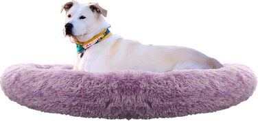 Крісло-гніздочко для собак XXL, кругле, знімний та пральний чохол, антистресове, штучне хутро, м'яке та затишне ліжко для домашніх тварин (100 см, фіолетовий)
