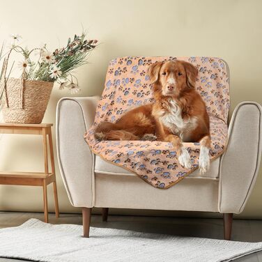 М'яка ковдра для домашніх тварин - ковдра для собак, котів, цуценят. М'яка, тепла ковдра для маленьких собак та котів (з принтом лапки)