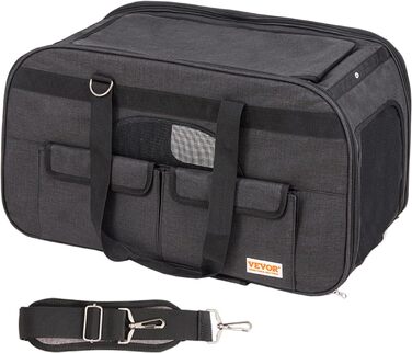 Тролей для собак VEVOR, 15.8 кг, чорний. Зручний рюкзак-переноска для собак, 600D Oxford, 4 колеса, для подорожей та вигулу