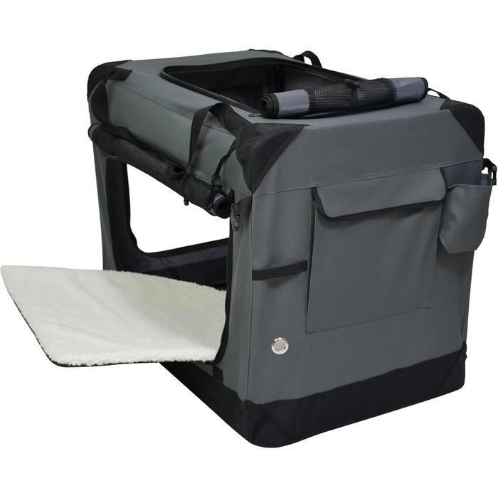 Клітка для собак EliteField з 3 дверцятами, складана, м'яка, з сумкою для перенесення та флісовою підстилкою, для дому та вулиці, 91.4 x 61 x 71.1 см