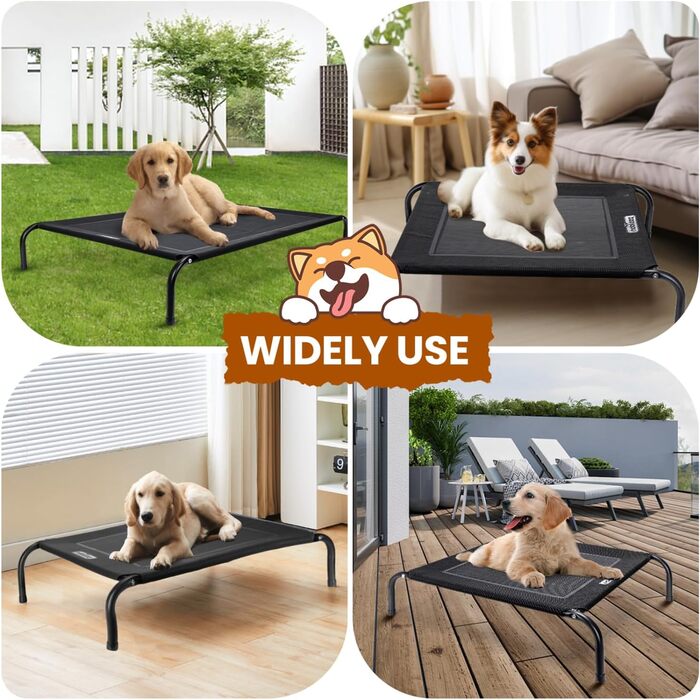 Зручне лежанка для собак Nobleza Hundeliege Outdoor, великий розмір, для вулиці та кемпінгу, з піднятим бортиком, чорний, 105x80x20 см (124x90x20 см)