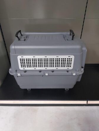 Клітка-переноска для собак Flamingo Lanta – темно-сіра | Розмір L (56 × 80 × 59,5 см) | Безпечна, практична та комфортна переноска для вашого собаки