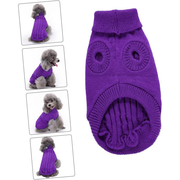 Пов'язка на голову для собак POPETPOP з акрилових волокон, милий дизайн, тепла, для зими, можна прати та використовувати повторно (XL, фіолетовий)