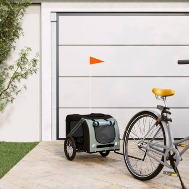 Фургон для собак VidaXL – переносний, з відбивачами та прапорцем, до 45 кг, Oxford-тканина, сірий (125 x 63 x 66 см)