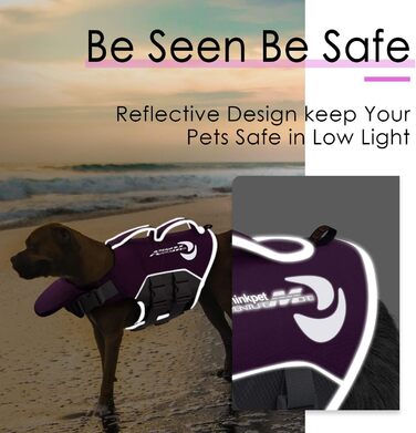 ThinkPet рятувальний жилет для собак, регульований, світловідбиваючий, з підйомною силою (фіолетовий, M)