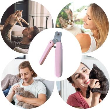 Електричний триммер для обрізки кігтів домашніх тварин 2-в-1 з LED-підсвічуванням, захисним насадком та ергономічним дизайном для собак та котів (рожевий)