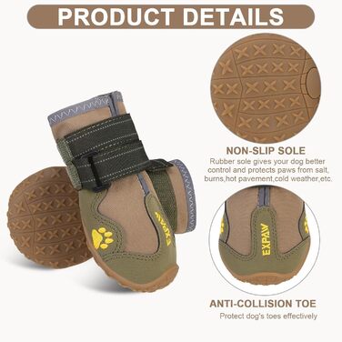 Зимові чоботи для собак великих порід, захист лап від холоду та слизькості. Водонепроникні чоботи для собак, підходять для снігу, дощу, гарячого асфальту та прогулянок. Розмір 7: 75x78 см (Д*Ш) (4 шт. в упаковці). Розмір 6: 71x65 см (Д*Ш) (4 шт. в упаковц