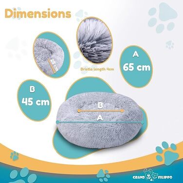 Ліжко для собак Grand Filippo Fluffy, 65 см, кругле, зелений, знімний чохол, машинне прання, ручна робота, м'яке, також для котів