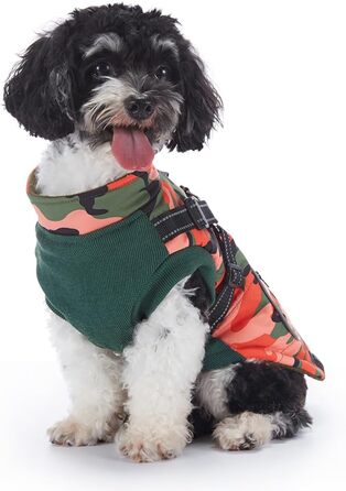 Водонепроникна куртка для собак з шлейкою та жилетом, вітрозахисна, з відбиваючими елементами, для цуценят, маленьких та середніх собак (Помаранчевий, L)