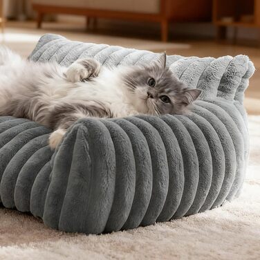 Миска-ліжко для собак і котів LOMUG: зручне, ортопедичне, миється, 60x45x20 см, сірий колір